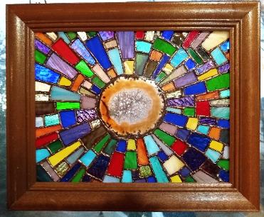 mosaic agate stained glass frame